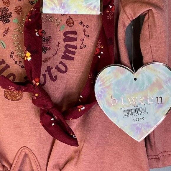 Btween Hello Autumn 3 Pc Matching Baby Girl Top Legging Headband NEW 12 Month - Picture 2 of 16